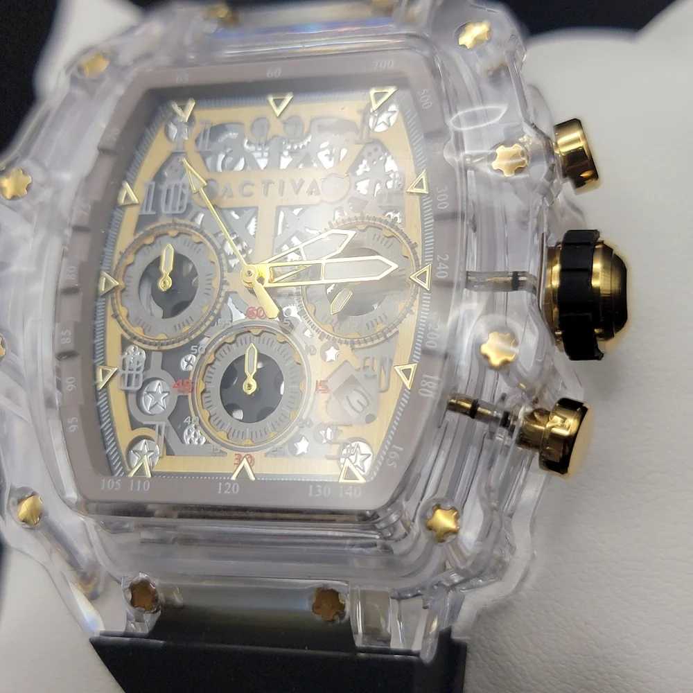Activa Fury Tranparent Men's Watch Skeleton Dial 44.3mm Chronograph ACW2305-024